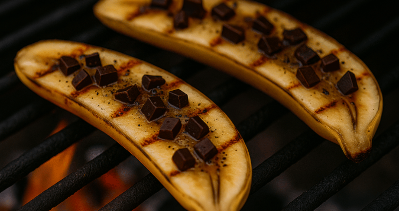 Grillezett banán csokidarabokkal